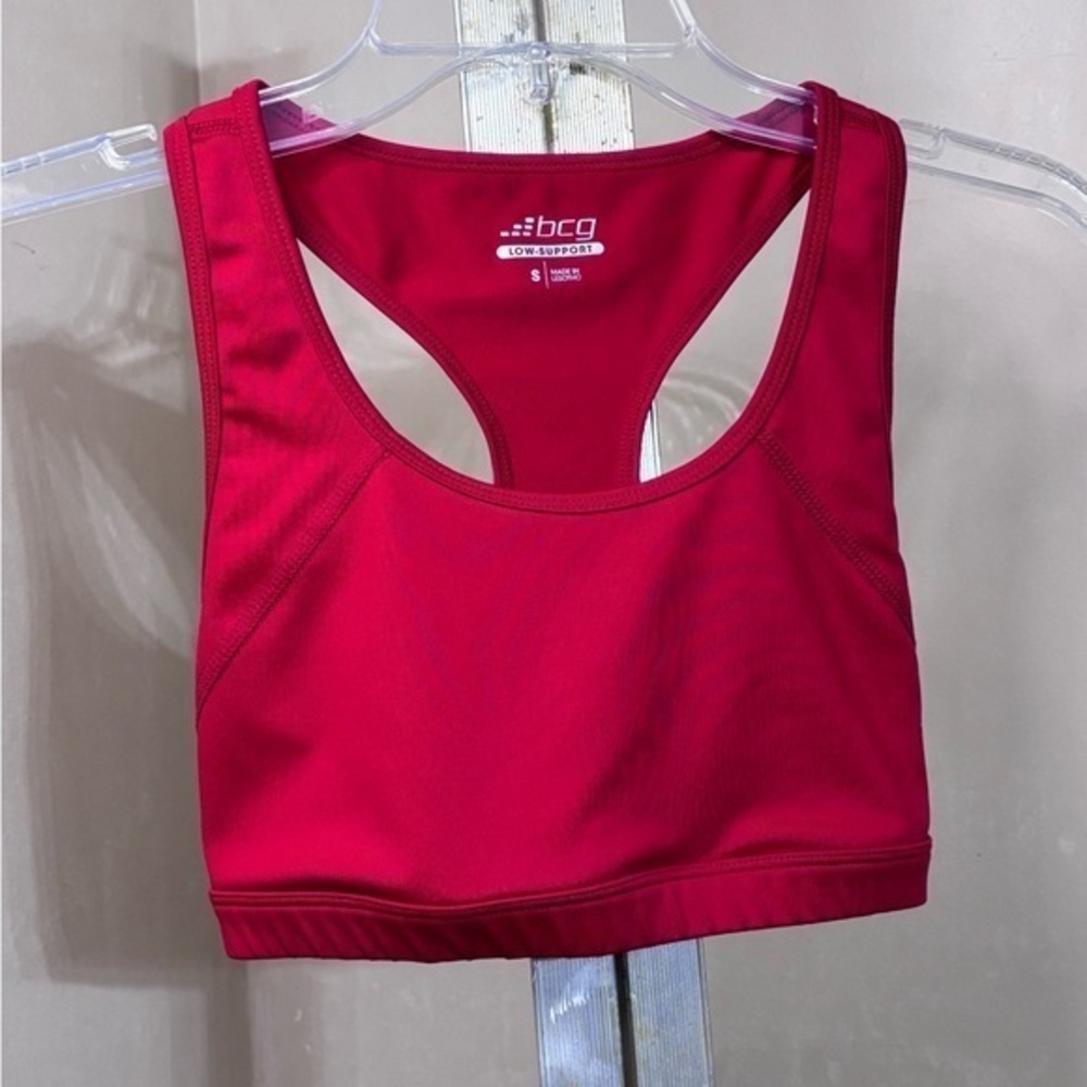 BCG Women’s Sports Bra Small Red Racerback Low Support Activewear Athleisure Gym